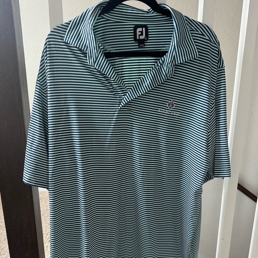 FootJoy Men's Polo Shirt - Black and White Stripes